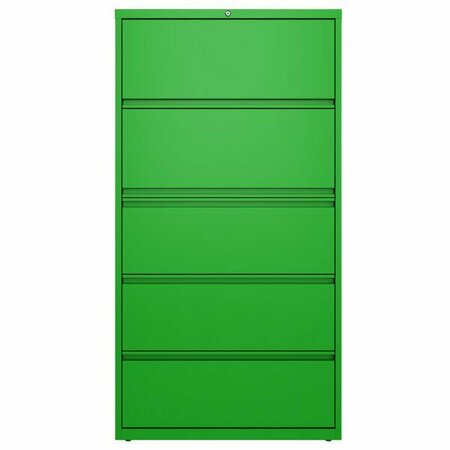 HIRSH INDUSTRIES Hirsh 24259 HL10000 Series Screamin' Green Five-Drawer Lateral File Cabinet-Roll-Out Storage Shelf 42024259